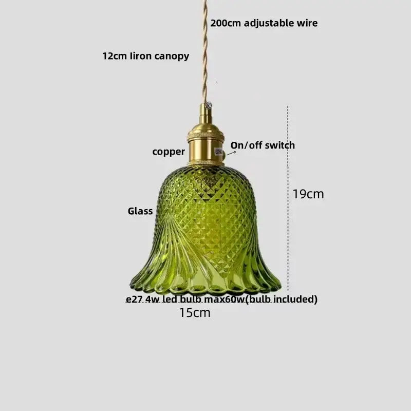 Modern amber copper glass led pendant light kitchen hanging fixture