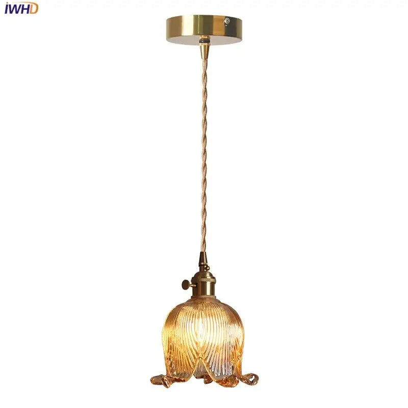 Modern amber copper glass led pendant light kitchen hanging fixture