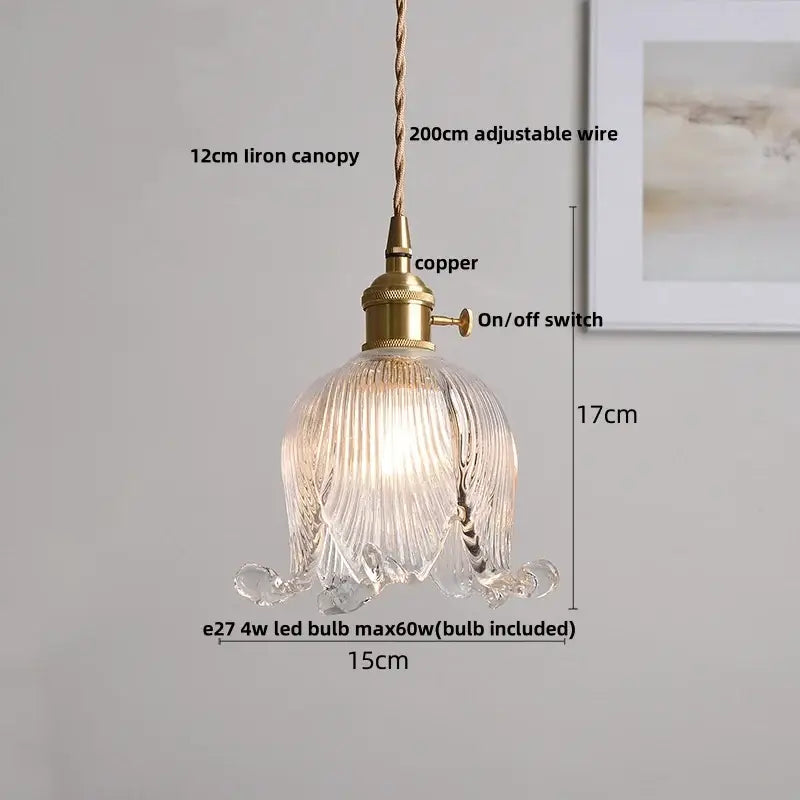 Modern amber copper glass led pendant light kitchen hanging fixture