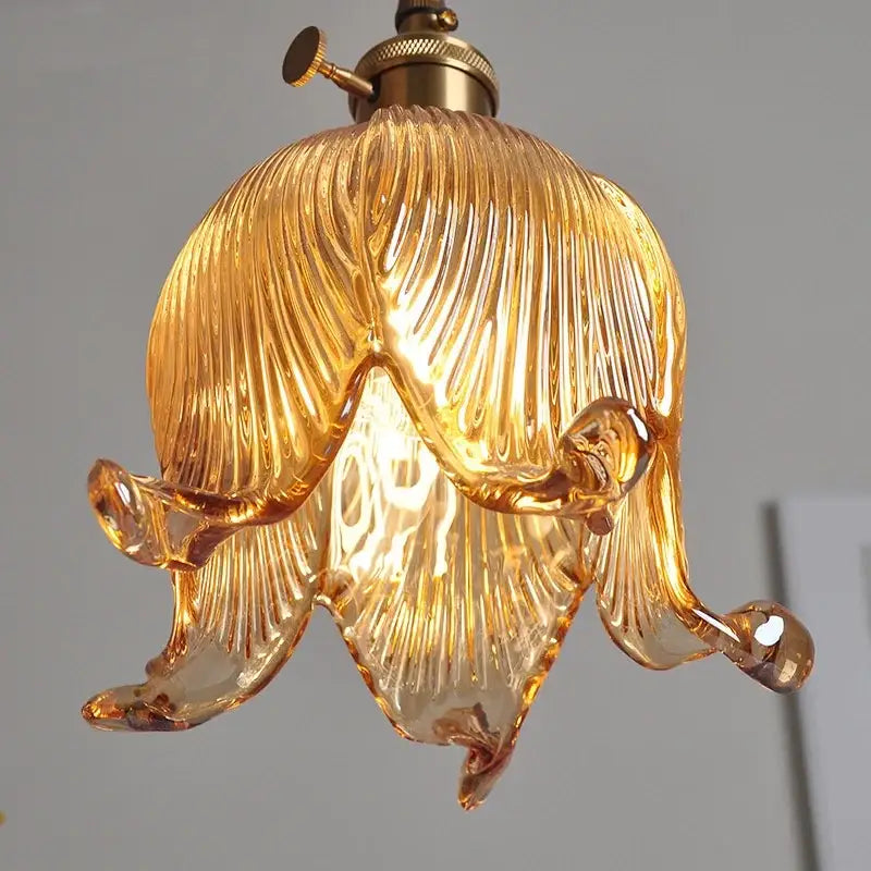 Modern amber copper glass led pendant light kitchen hanging fixture
