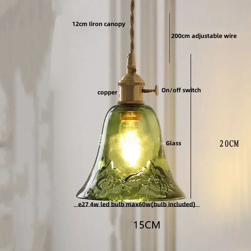 Modern amber copper glass led pendant light kitchen hanging fixture