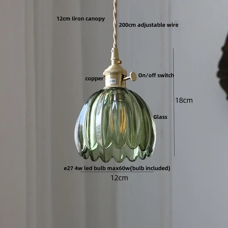 Modern amber copper glass led pendant light kitchen hanging fixture