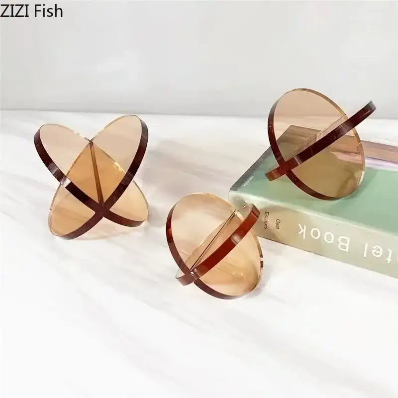 Modern amber geometric cross ornaments living room bookends
