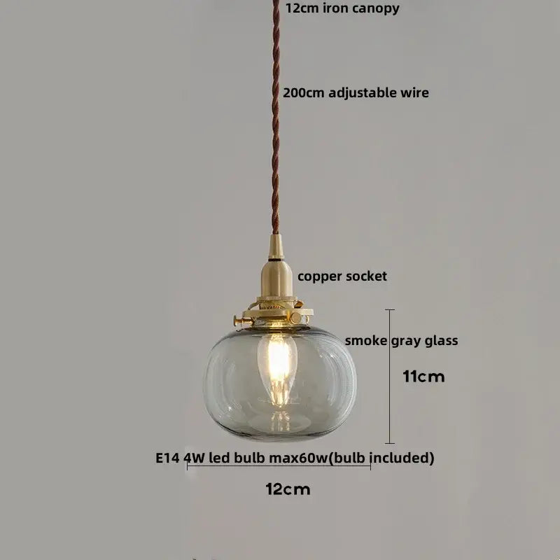 Modern amber glass ball led pendant light for dining room