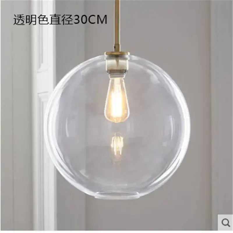 Modern amber glass ball led pendant light kitchen decor
