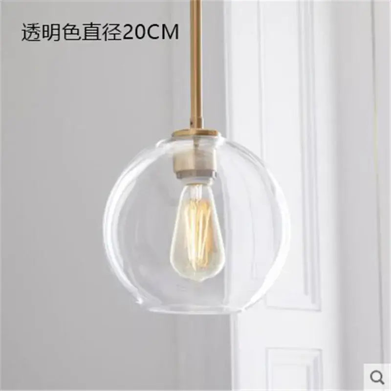 Modern amber glass ball led pendant light kitchen decor