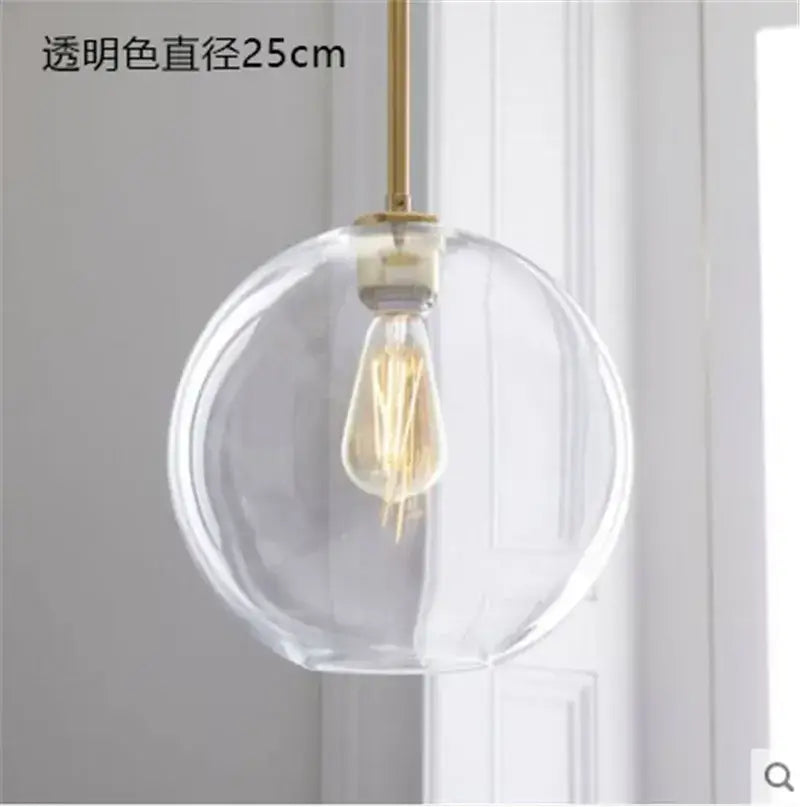 Modern amber glass ball led pendant light kitchen decor