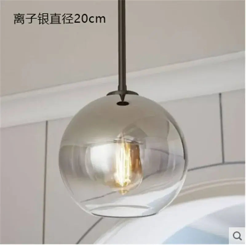 Modern amber glass ball led pendant light kitchen decor