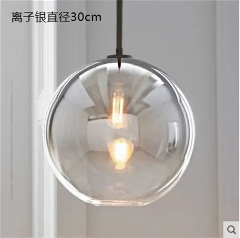 Modern amber glass ball led pendant light kitchen decor
