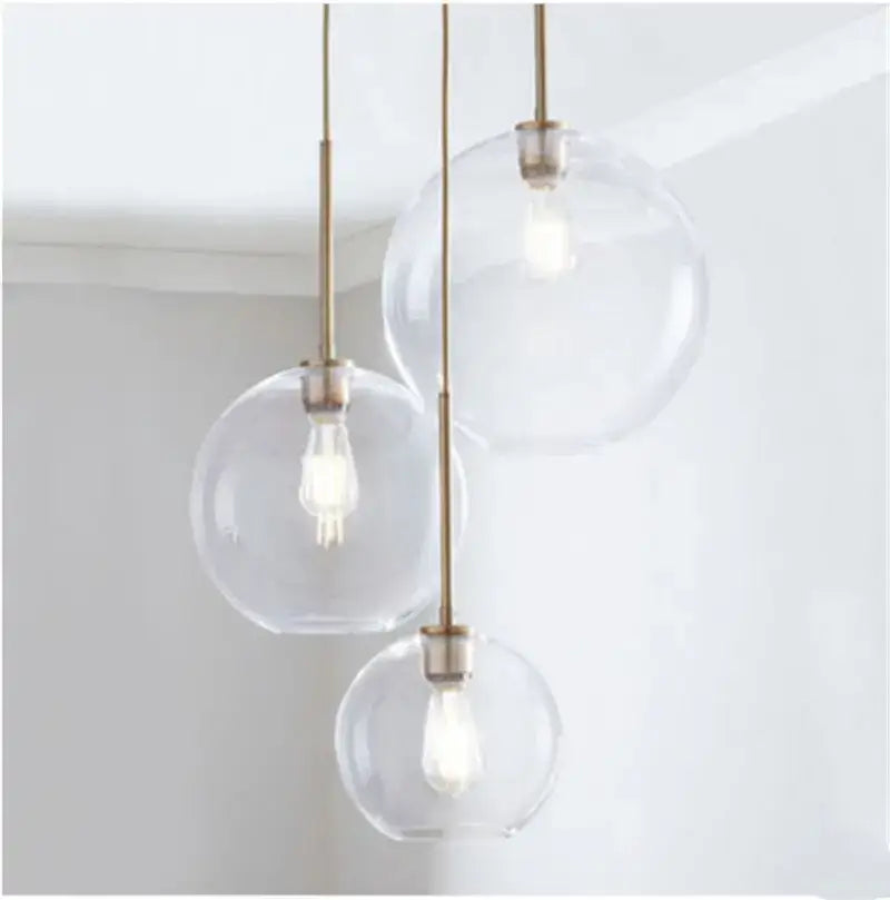 Modern amber glass ball led pendant light kitchen decor