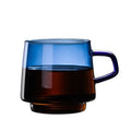 Modern amber glass coffee mug with black rim for kitchen dining room