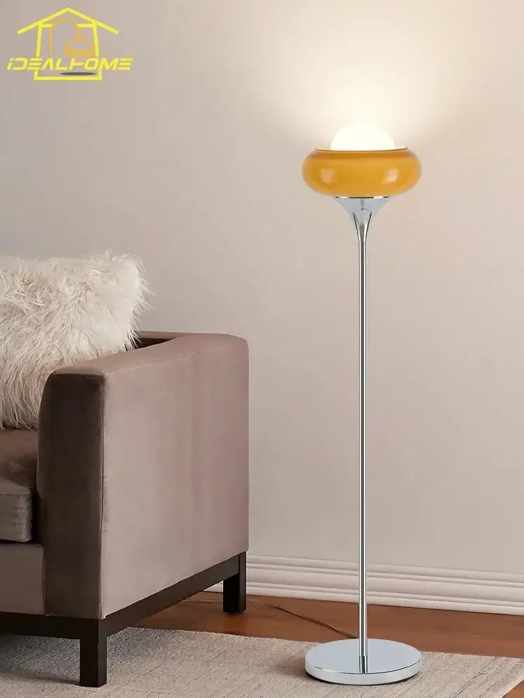 Modern amber glass iron led floor lamp for living room