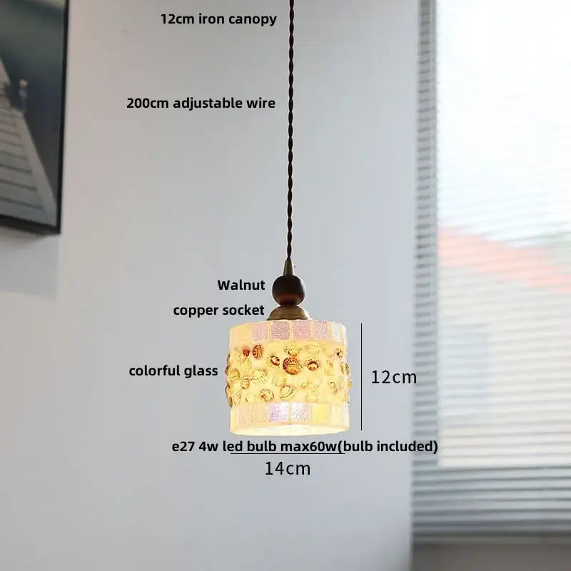 Modern amber glass led pendant light for dining room