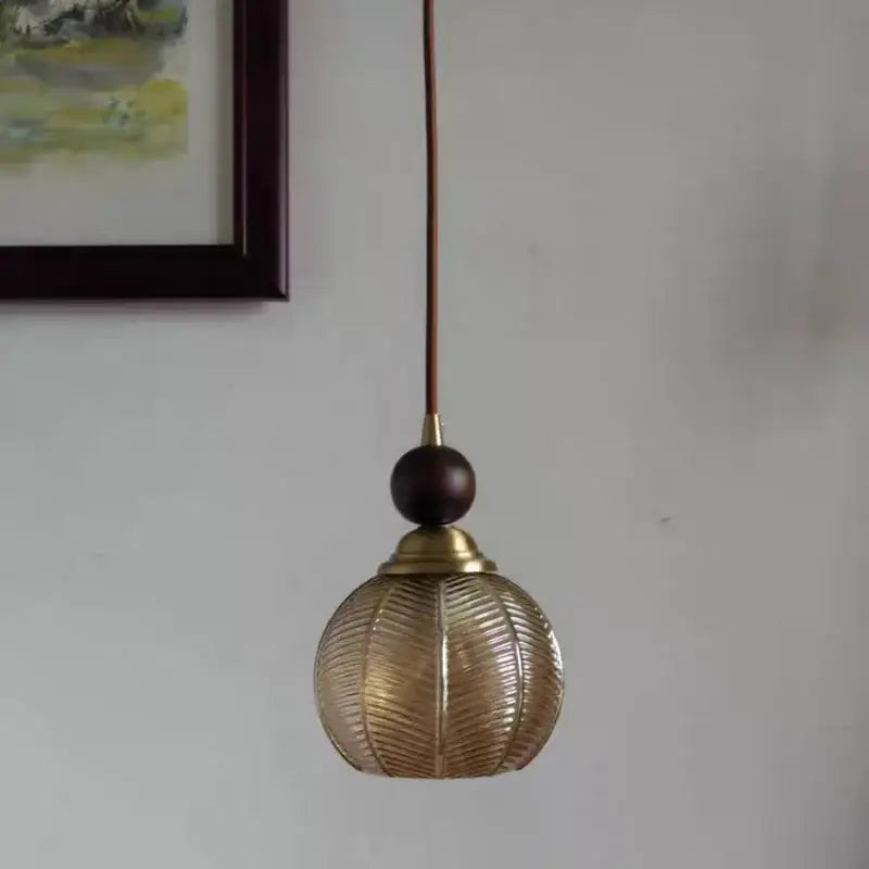 Modern amber glass led pendant light for dining room