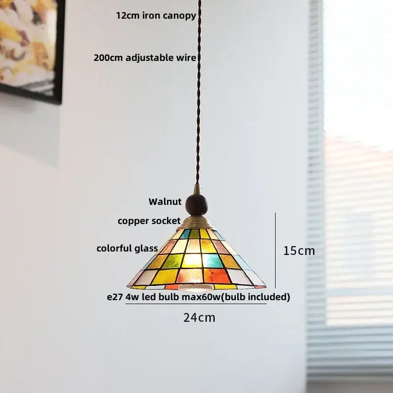 Modern amber glass led pendant light for dining room