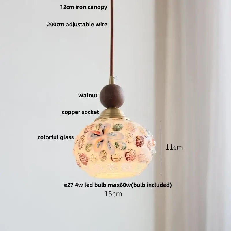 Modern amber glass led pendant light for dining room