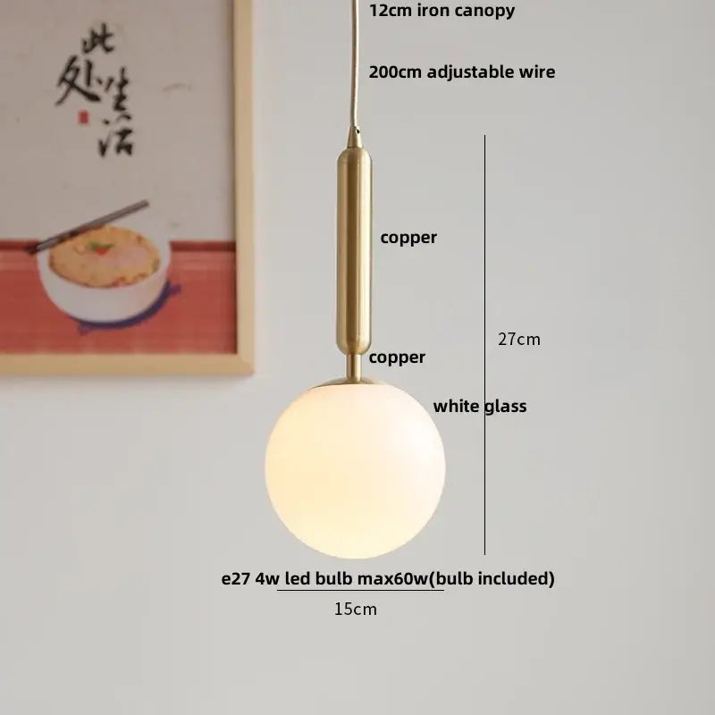 Modern amber glass led pendant light for dining room