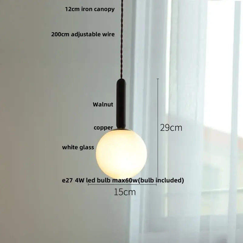 Modern amber glass led pendant light for dining room