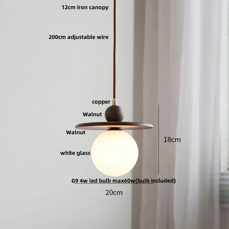 Modern amber glass led pendant light for dining room