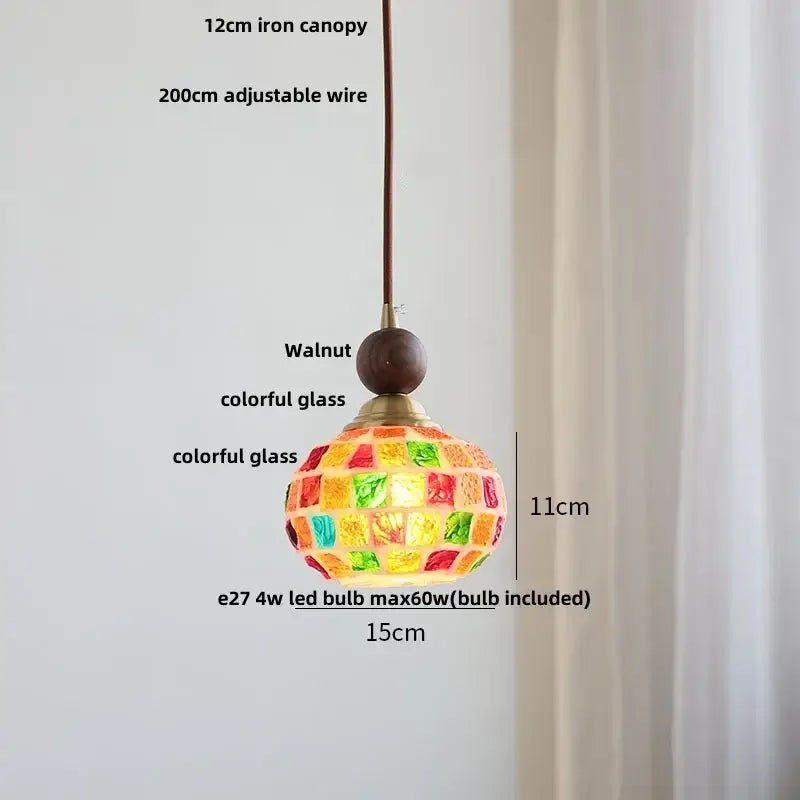 Modern amber glass led pendant light for dining room