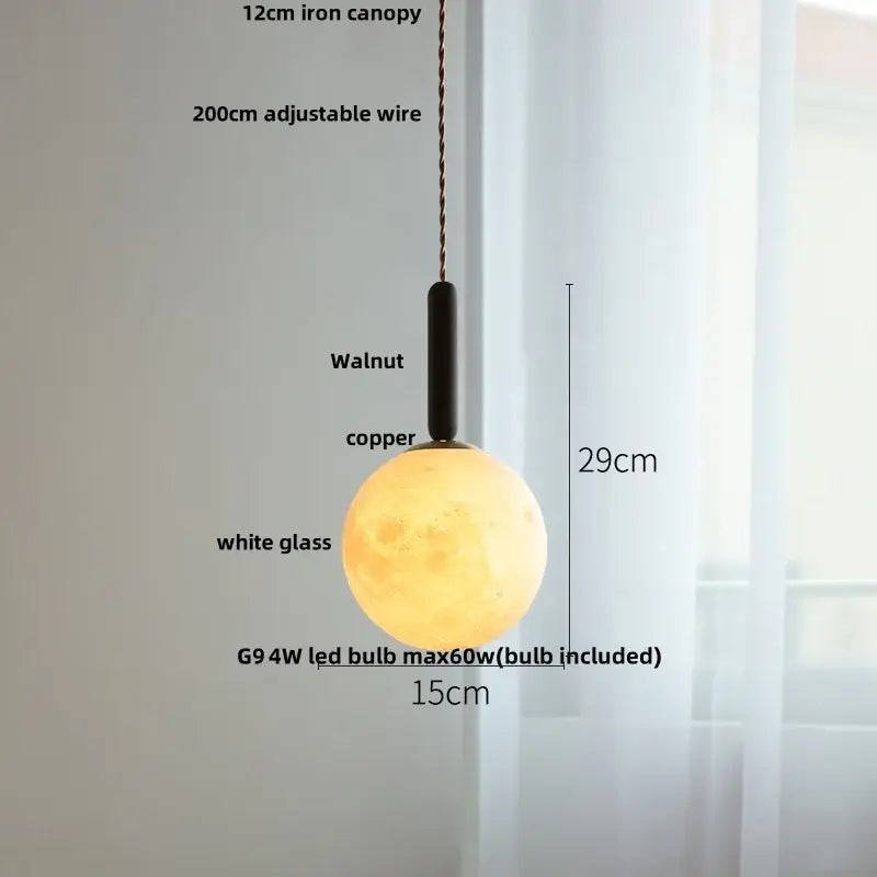 Modern amber glass led pendant light for dining room