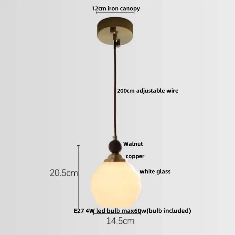 Modern amber glass led pendant light for dining room