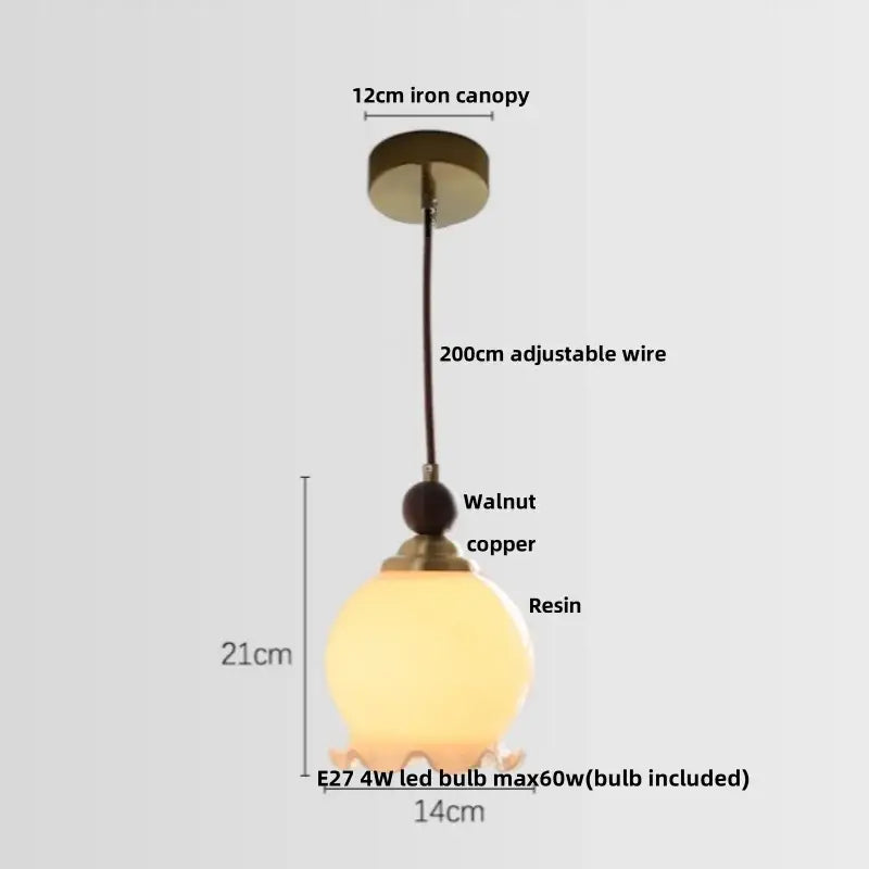 Modern amber glass led pendant light for dining room