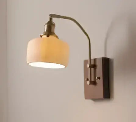 Modern amber glass led wall lamp bedroom brass sconce