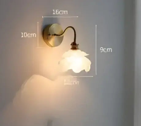 Modern amber glass led wall lamp bedroom brass sconce