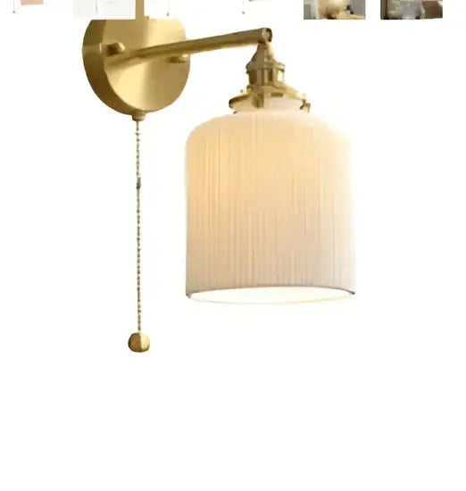 Modern amber glass led wall lamp bedroom brass sconce