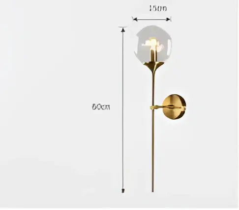 Modern amber glass led wall lamp bedroom brass sconce
