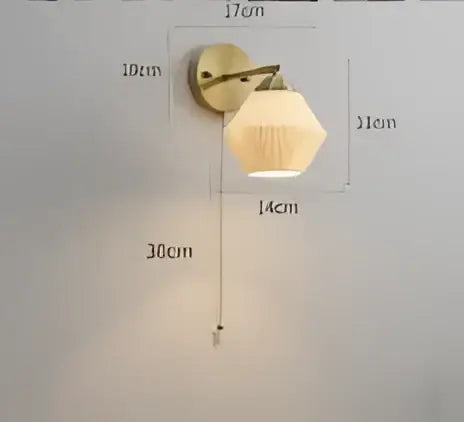 Modern amber glass led wall lamp bedroom brass sconce