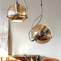Modern amber glass pendant light set kitchen chrome hanging lamp