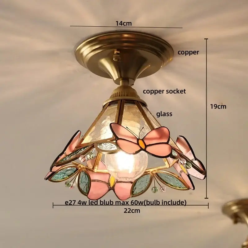 Modern amber glass wood led ceiling light for living room