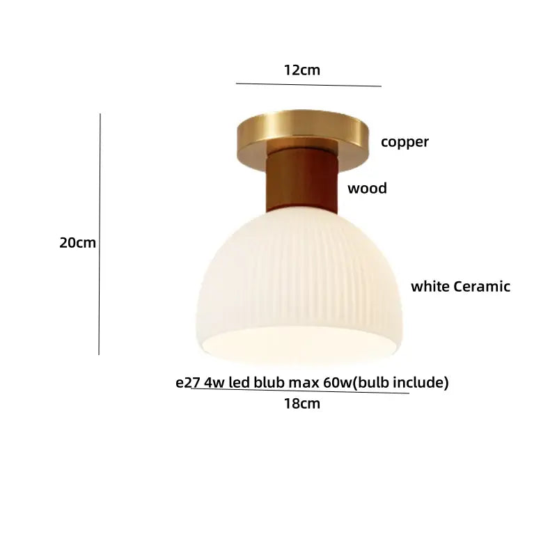 Modern amber glass wood led ceiling light for living room