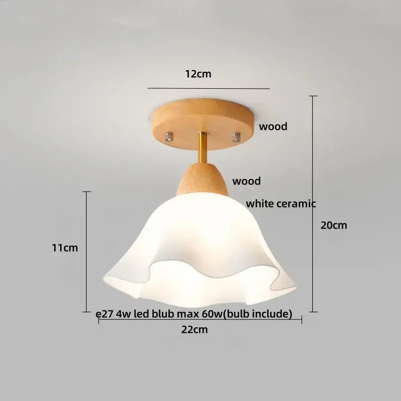 Modern amber glass wood led ceiling light for living room