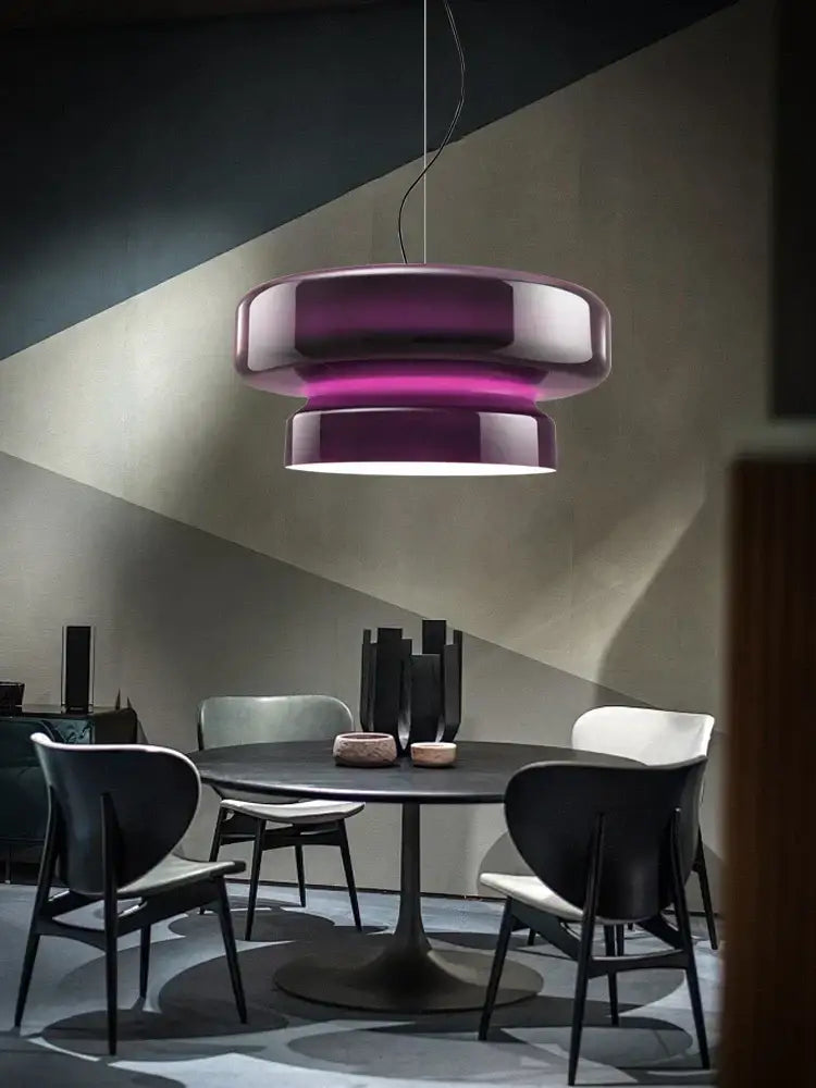 Modern amber green glass pendant light dining room tiered decor