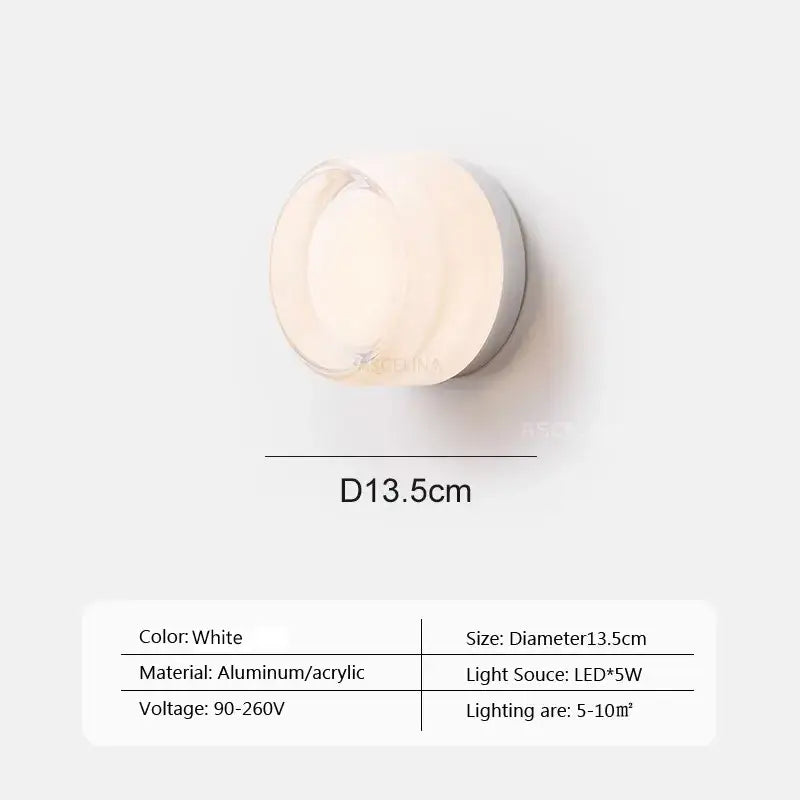 Modern amber jelly led wall sconce bedroom glass lamp