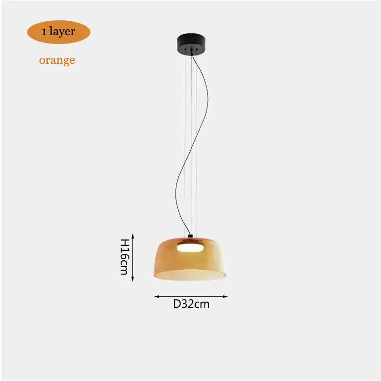Modern amber layered glass pendant light dining room chandelier