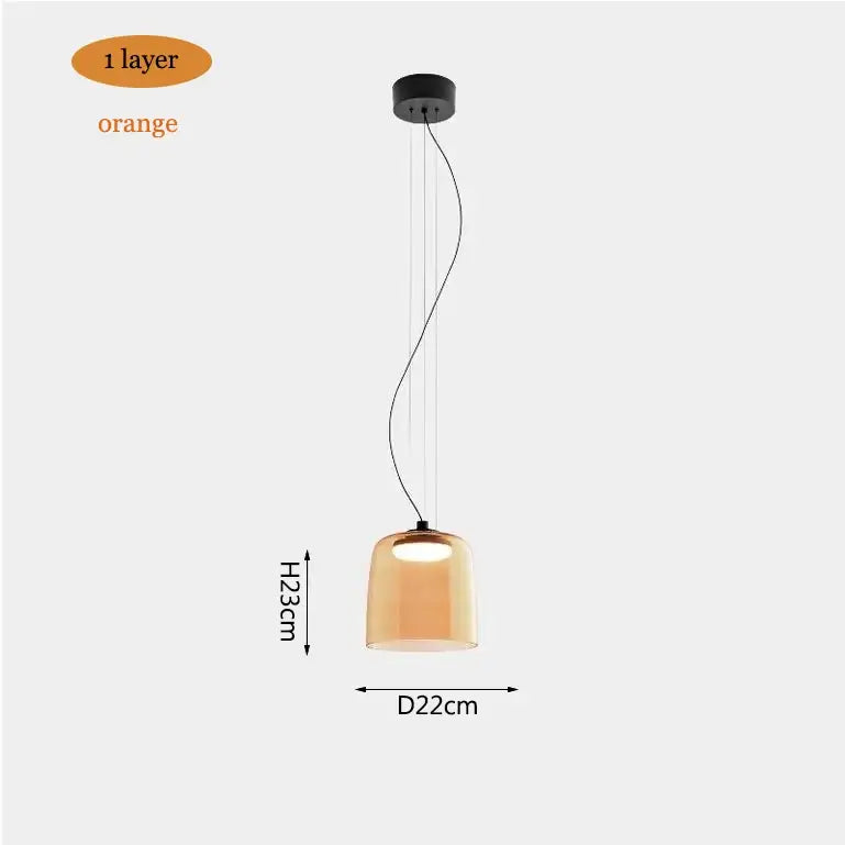 Modern amber layered glass pendant light dining room chandelier