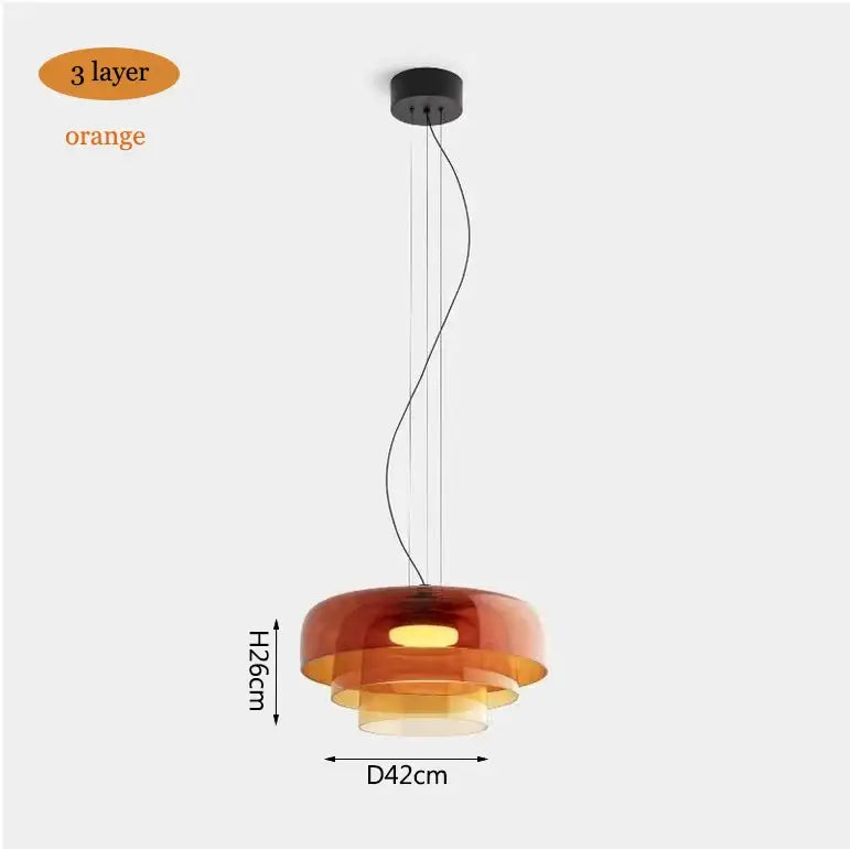 Modern amber layered glass pendant light dining room chandelier