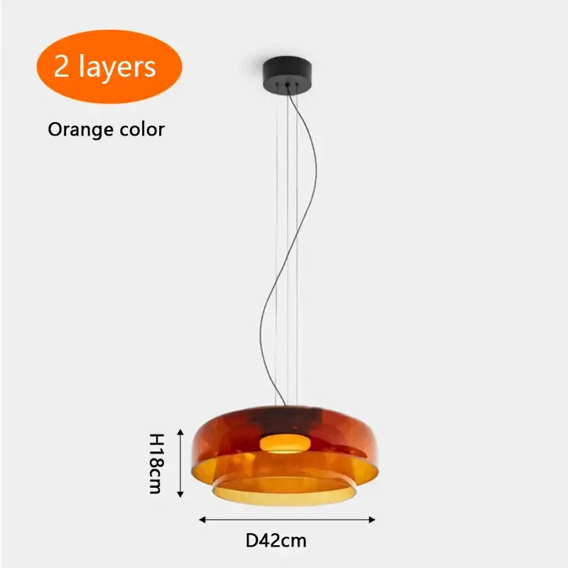 Modern amber layered glass pendant light dining room chandelier