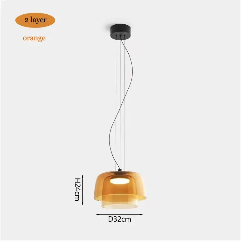 Modern amber layered glass pendant light dining room chandelier