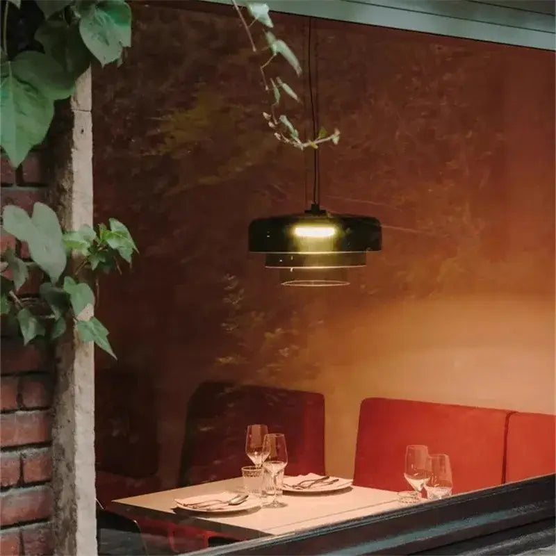 Modern amber layered glass pendant light dining room chandelier