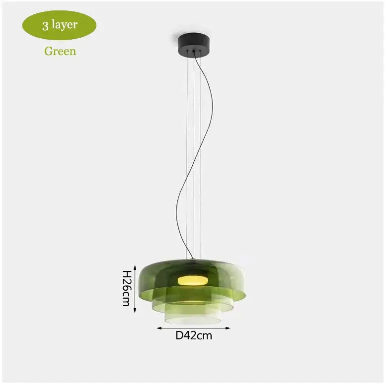 Modern amber layered glass pendant light dining room chandelier