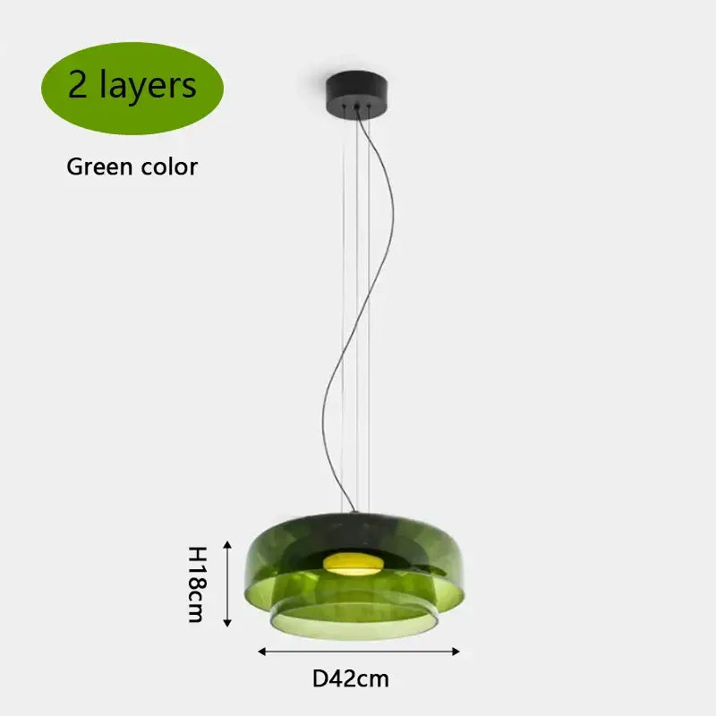 Modern amber layered glass pendant light dining room chandelier