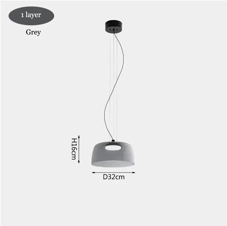 Modern amber layered glass pendant light dining room chandelier