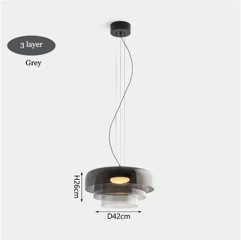 Modern amber layered glass pendant light dining room chandelier