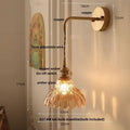 Modern antique brass amber glass led wall light bedroom sconce