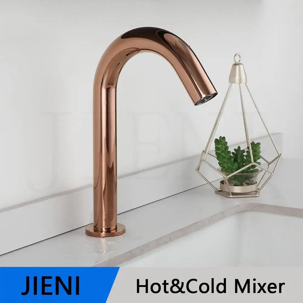 Modern arched brushed gold sensor basin faucet bathroom mixer tap